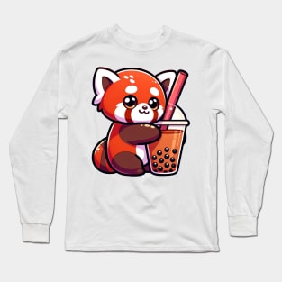 Red Panda Boba Long Sleeve T-Shirt